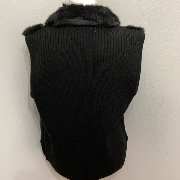 EUC Vintage Mercer Street Studio Faux Fur & Sweater Black Vest Size:  PXL - Picture 5 of 10